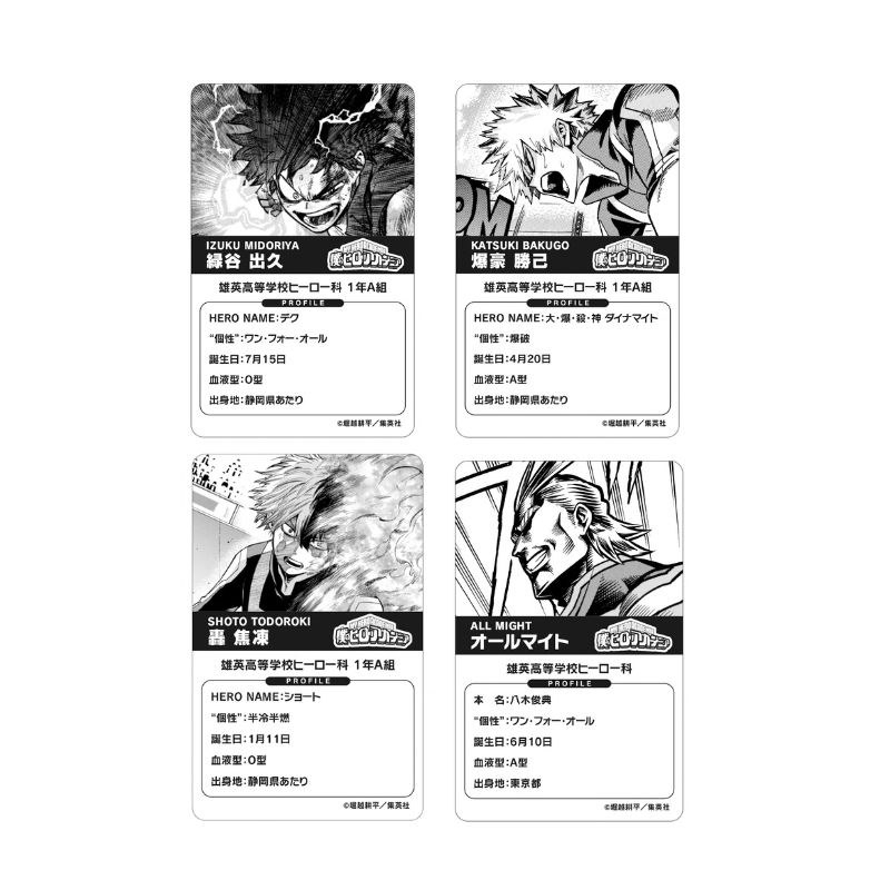 『僕のヒーローアカデミア』バースデイコレクションカード２０２７　４枚セット（緑谷出久／爆豪勝己／轟焦凍／オールマイト）　ＢＧ１