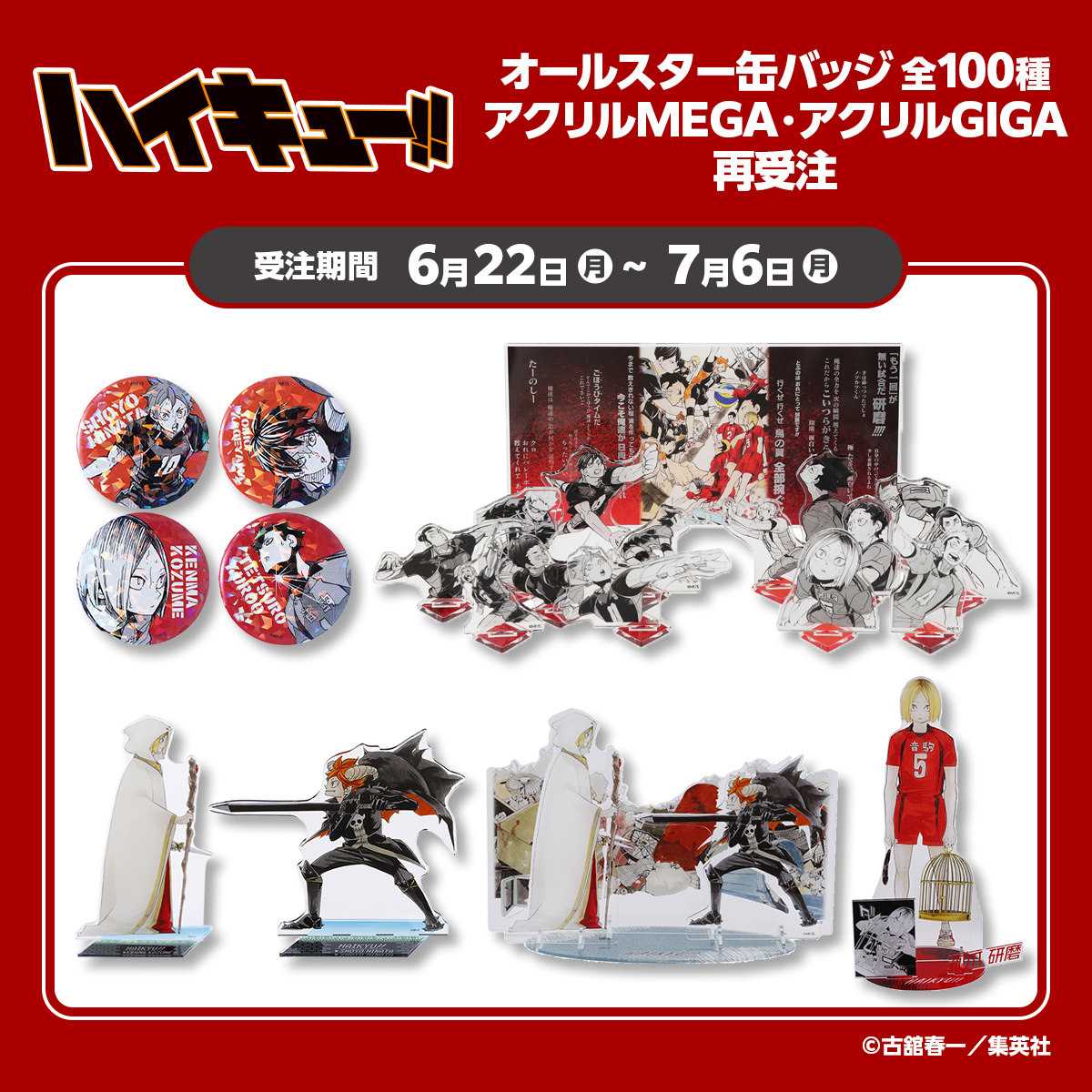 『ハイキュー!!』ゴミ捨て場の決戦－First half－オールスター缶バッジ(全100種)・アクリルMEGA・アクリルGIGA再受注